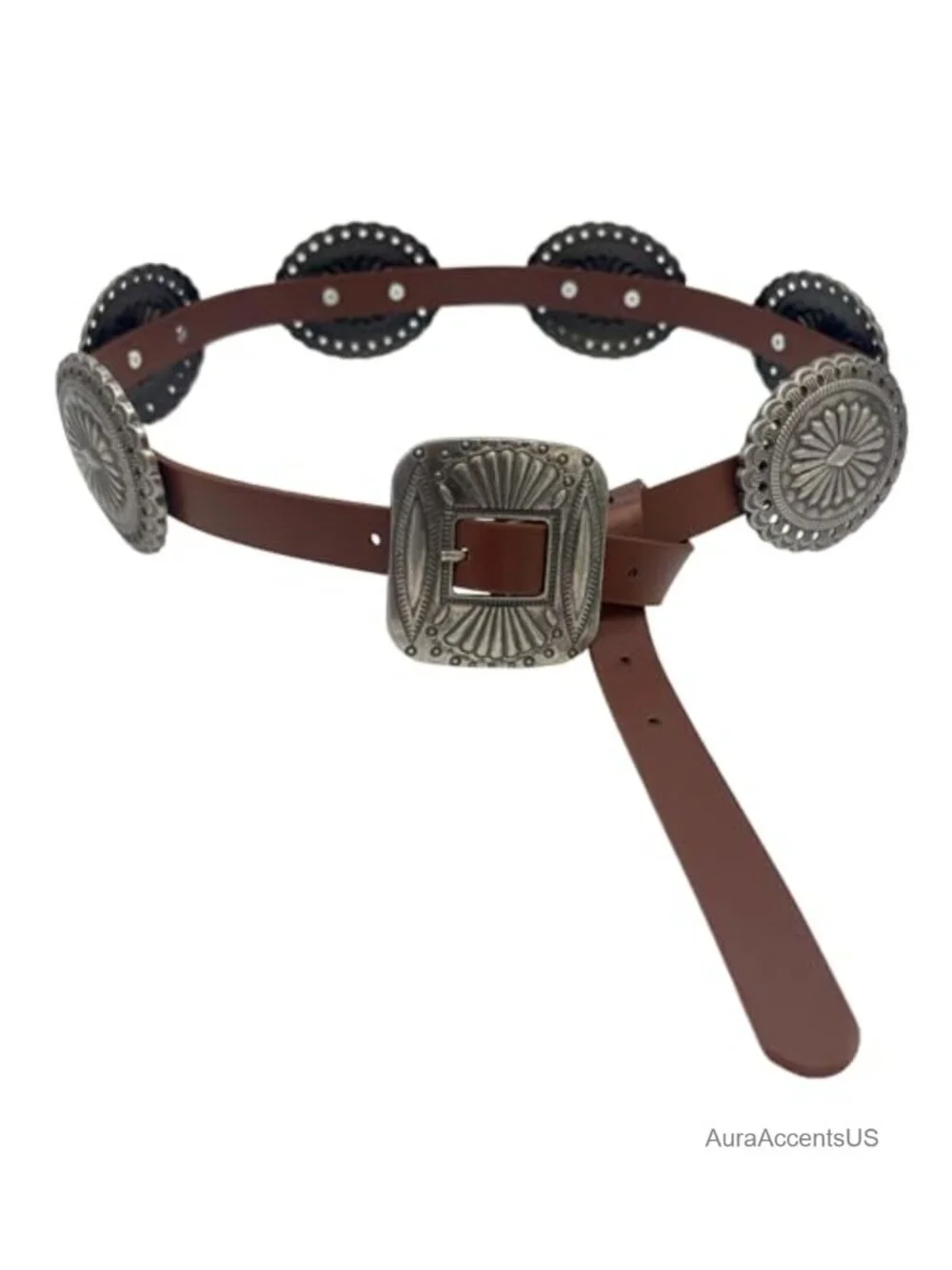 Vintage Western Concho Wide Belt for Women - Boho Cowboy Cincher